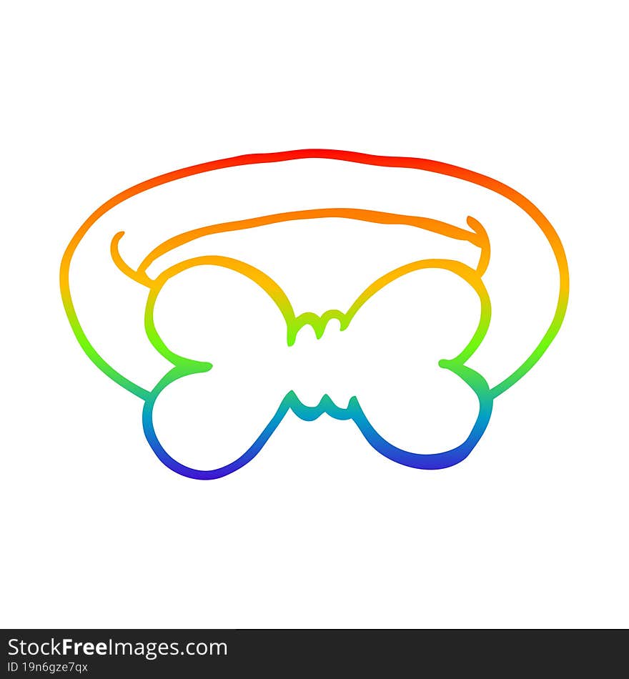 rainbow gradient line drawing of a cartoon black bow tie