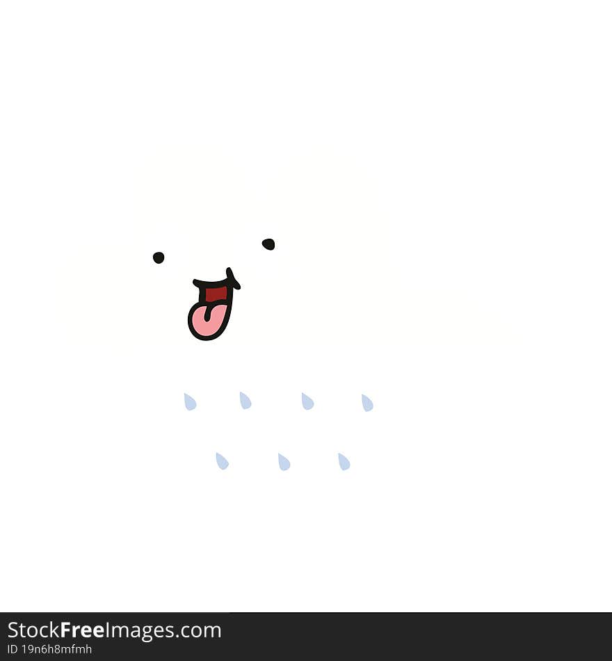 Flat Color Retro Cartoon Rain Cloud