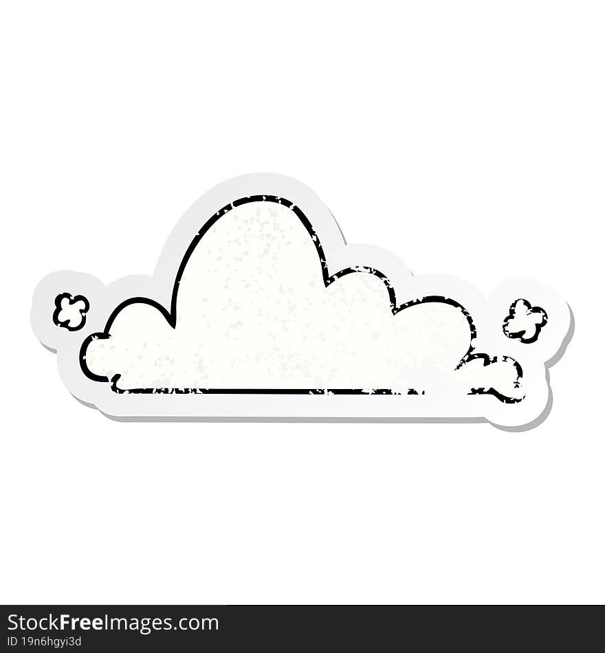 Distressed Sticker Cartoon Doodle Of A White Cloud