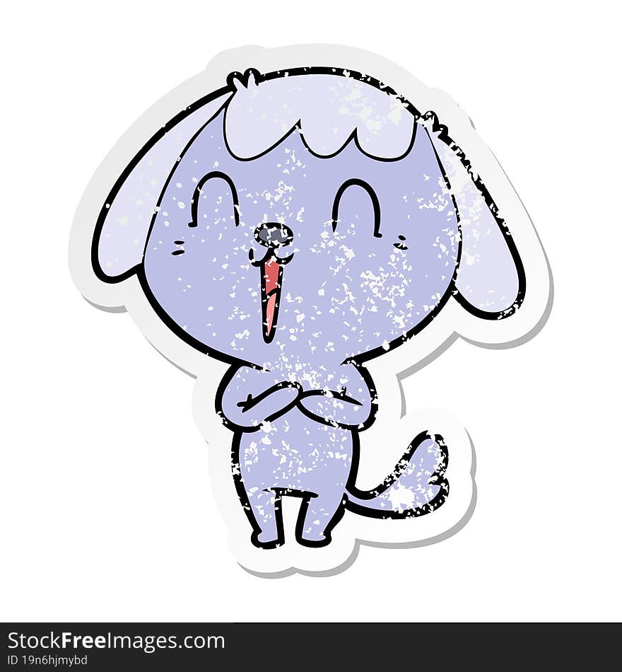 Distressed Sticker Of A Cute Cartoon Dog