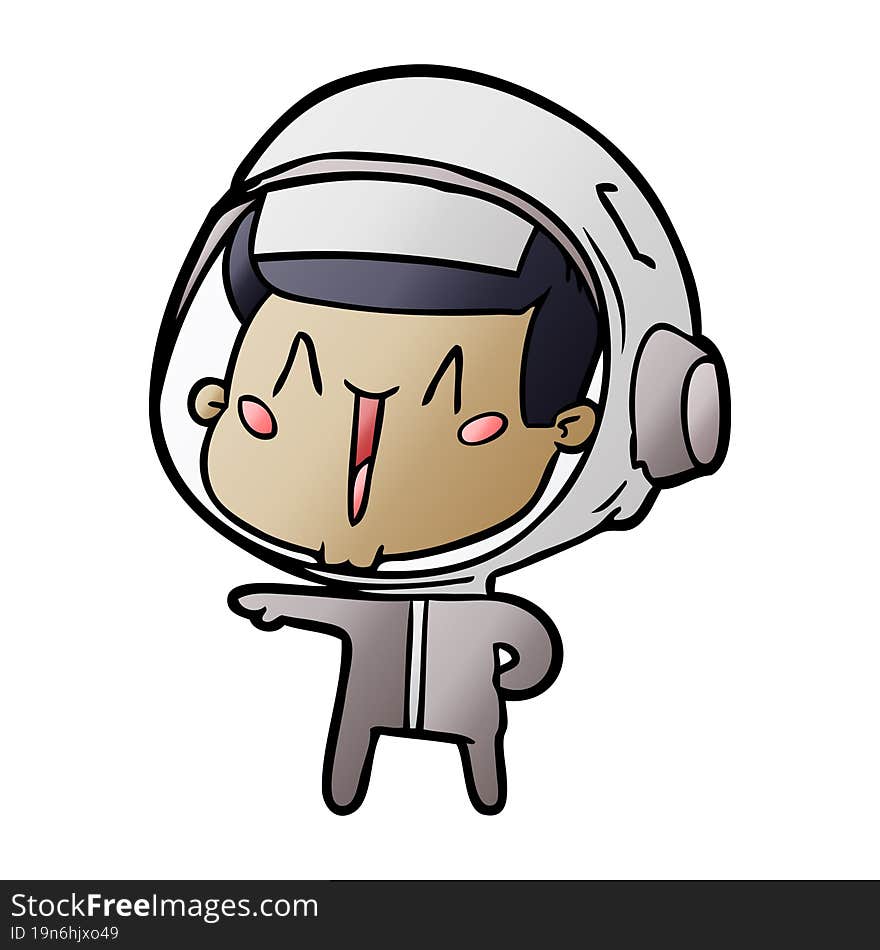 happy cartoon astronaut pointing. happy cartoon astronaut pointing