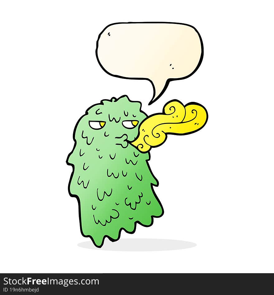 cartoon gross ghost with speech bubble