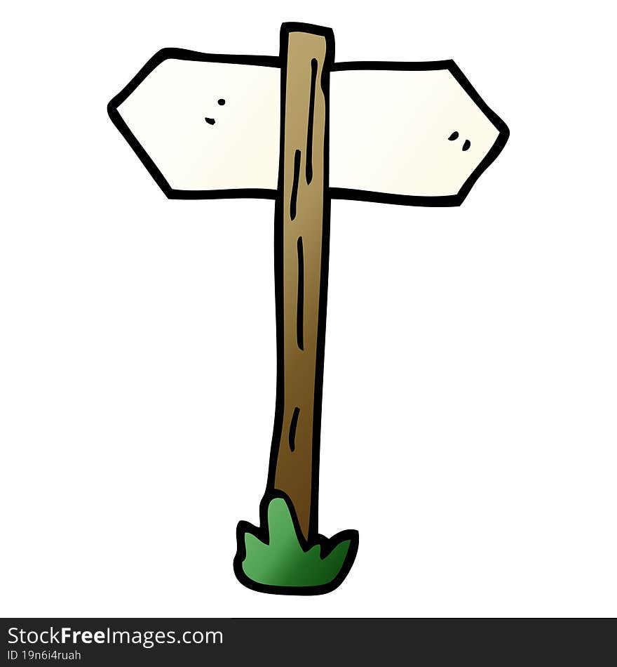 cartoon doodle painted direction sign posts