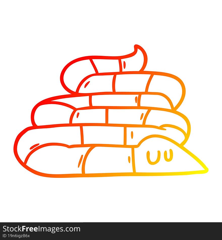 warm gradient line drawing cartoon sleepy snake