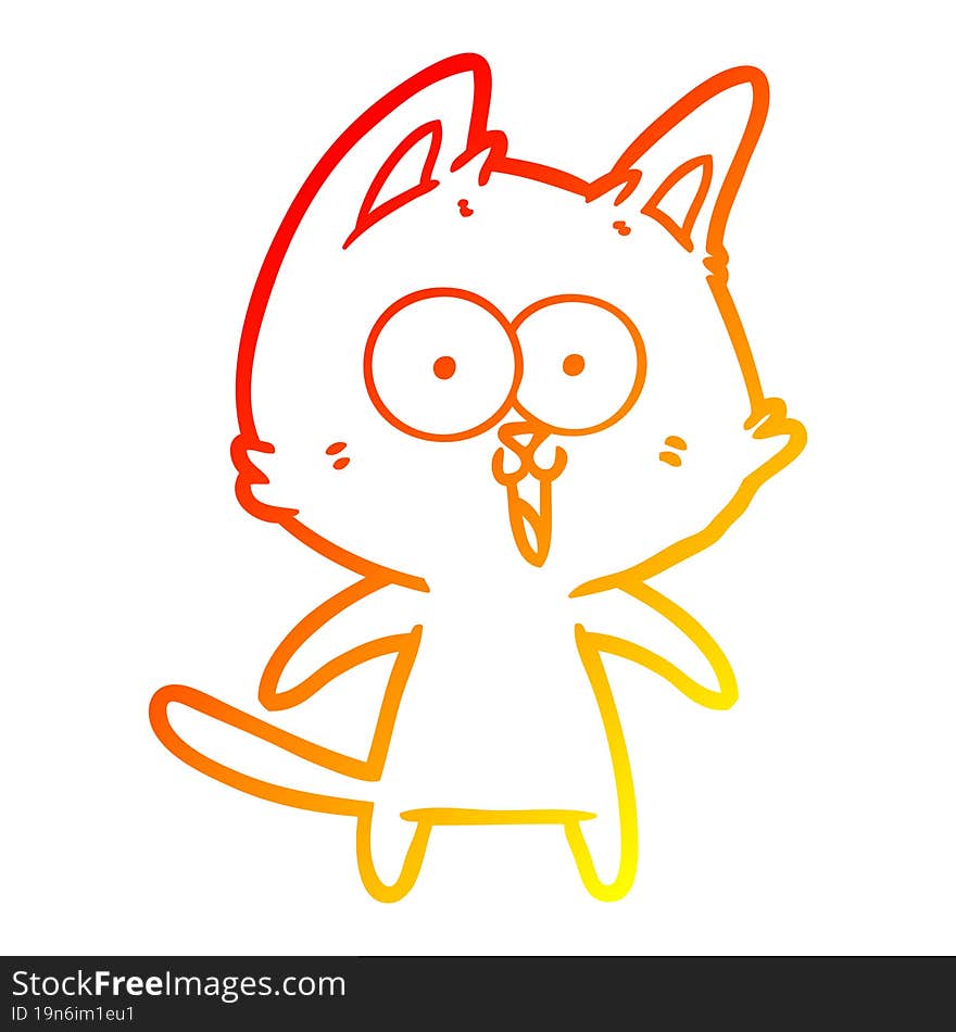 warm gradient line drawing funny cartoon cat