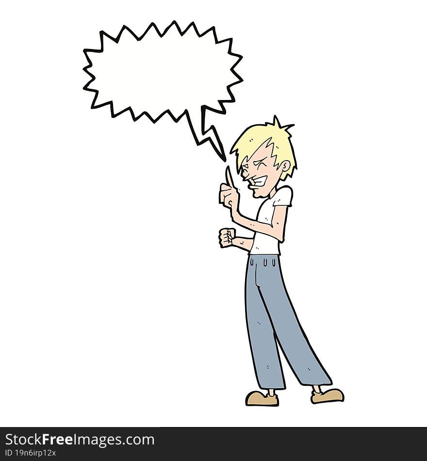 cartoon angry man arguing with speech bubble