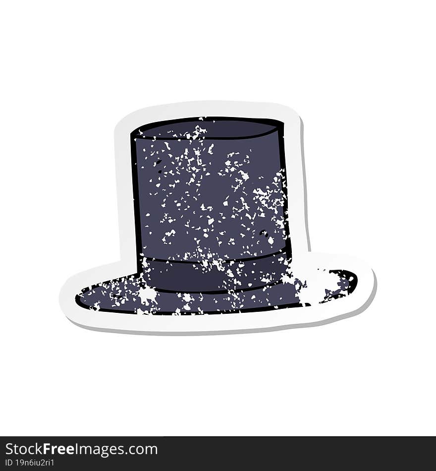 retro distressed sticker of a cartoon top hat