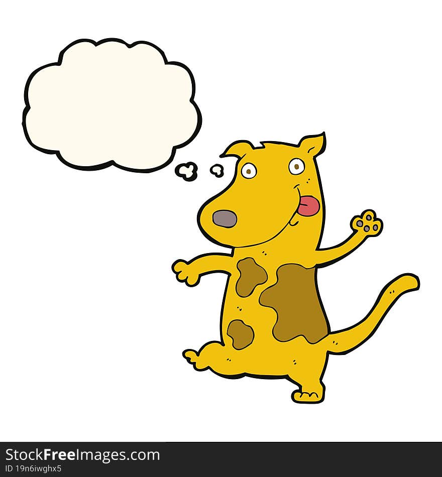 Cartoon Happy Dog With Thought Bubble