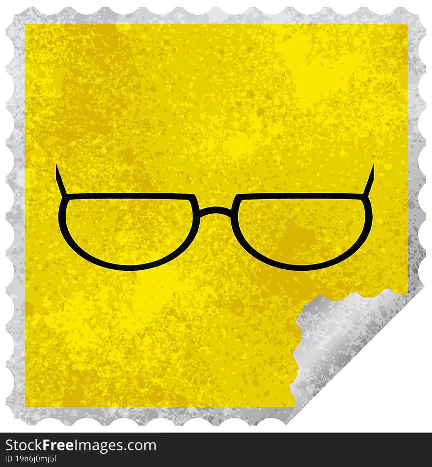 spectacles graphic vector illustration square sticker stamp