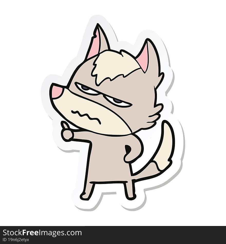 sticker of a cartoon annoyed wolf