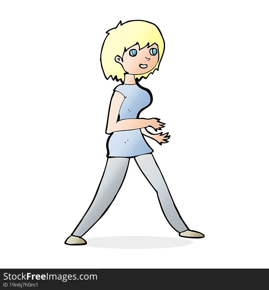 cartoon woman walking