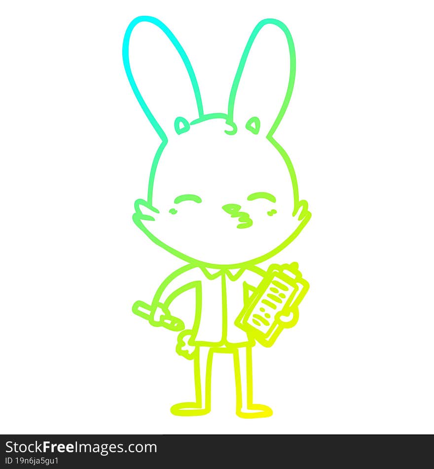 cold gradient line drawing office bunny cartoon