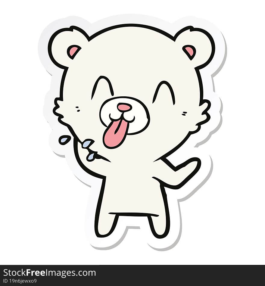 Sticker Of A Rude Cartoon Polar Bear Sticking Out Tongue