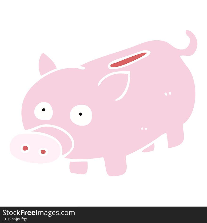 flat color illustration of a cartoon piggy bank