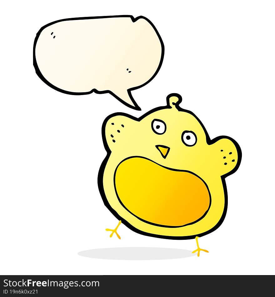 cartoon fat bird with speech bubble