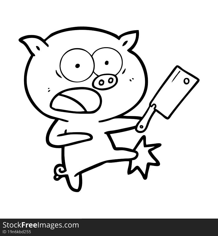 cartoon pig shouting and kicking. cartoon pig shouting and kicking