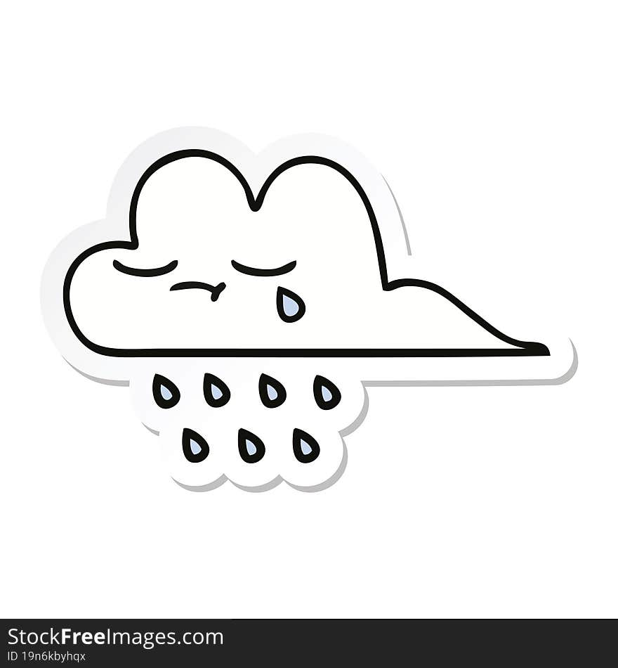 sticker of a cute cartoon rain cloud