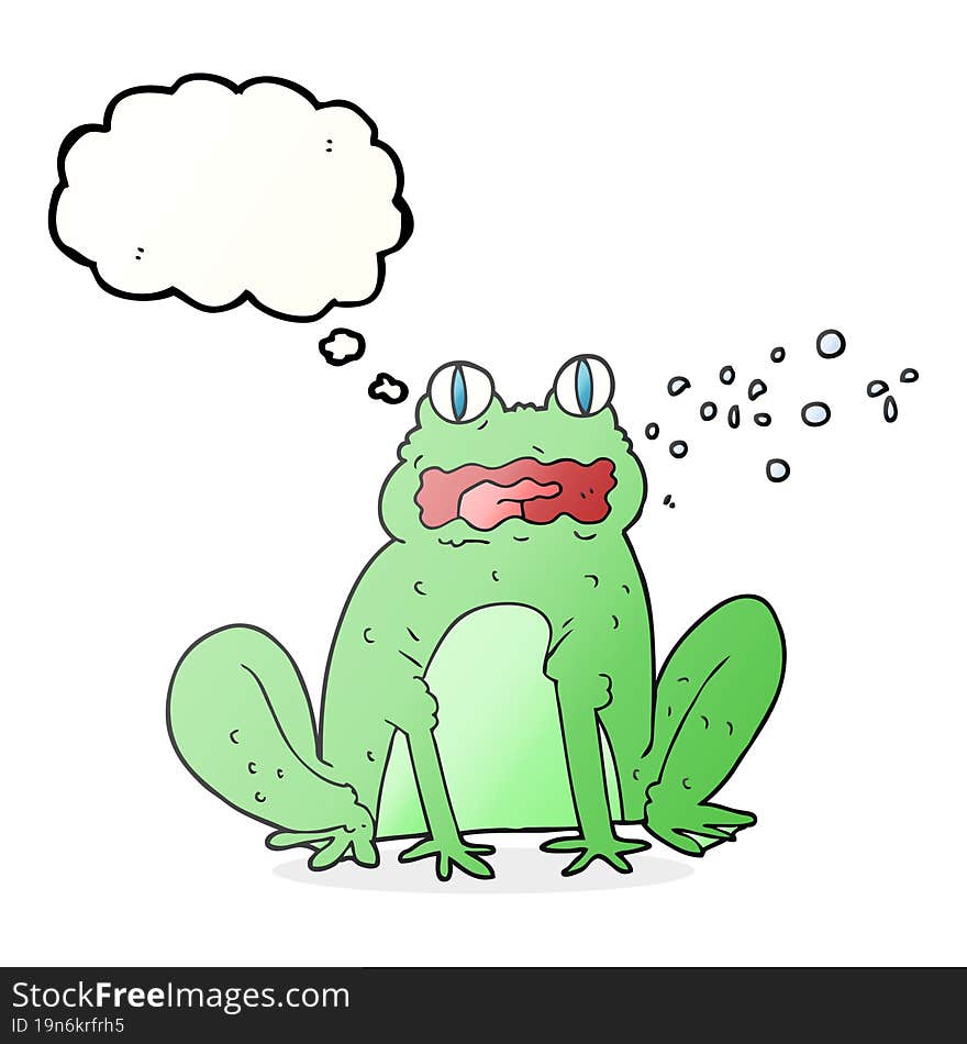 freehand drawn thought bubble cartoon burping frog