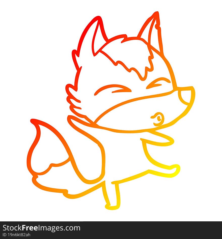 warm gradient line drawing cartoon wolf pouting