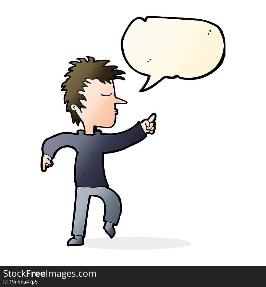 Cartoon Man Pointing With Speech Bubble