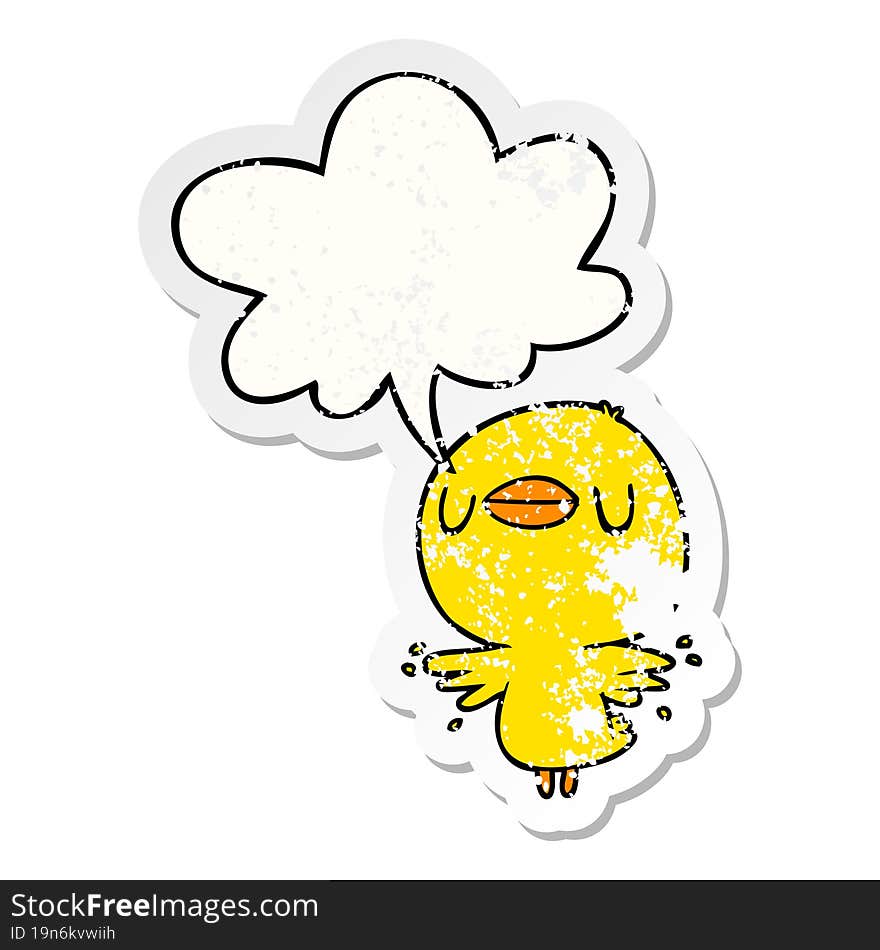 cute cartoon chick flapping wings and speech bubble distressed sticker