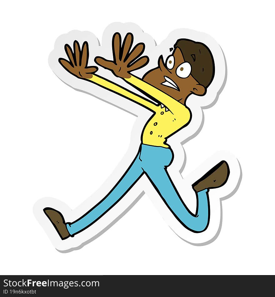 sticker of a cartoon man running away