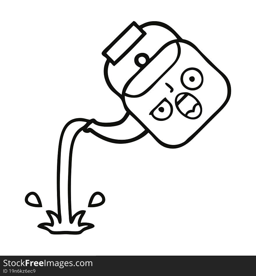 line drawing cartoon pouring kettle