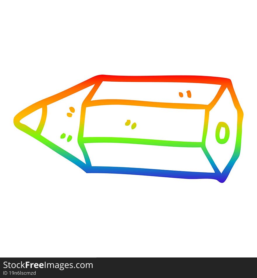 rainbow gradient line drawing of a cartoon coloring pencil