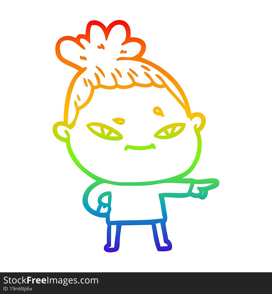 rainbow gradient line drawing of a cartoon woman