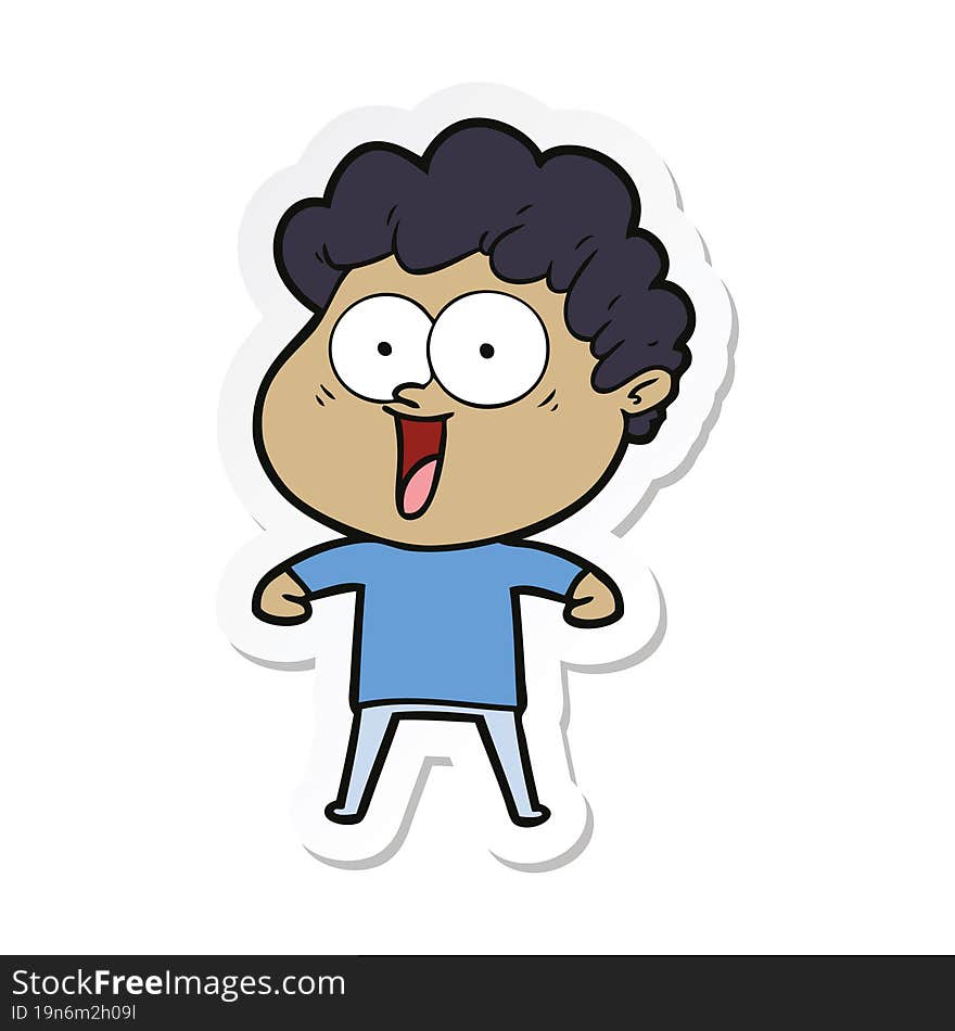 sticker of a cartoon happy man