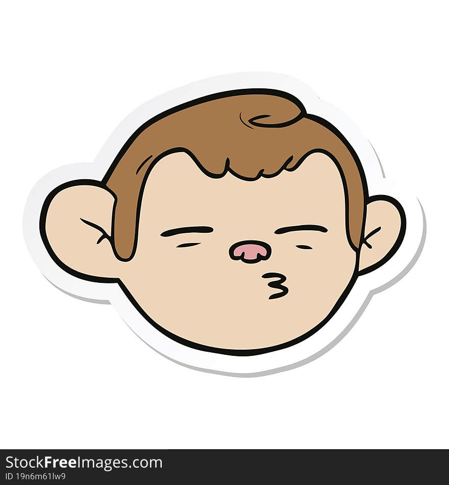 Sticker Of A Cartoon Monkey Face