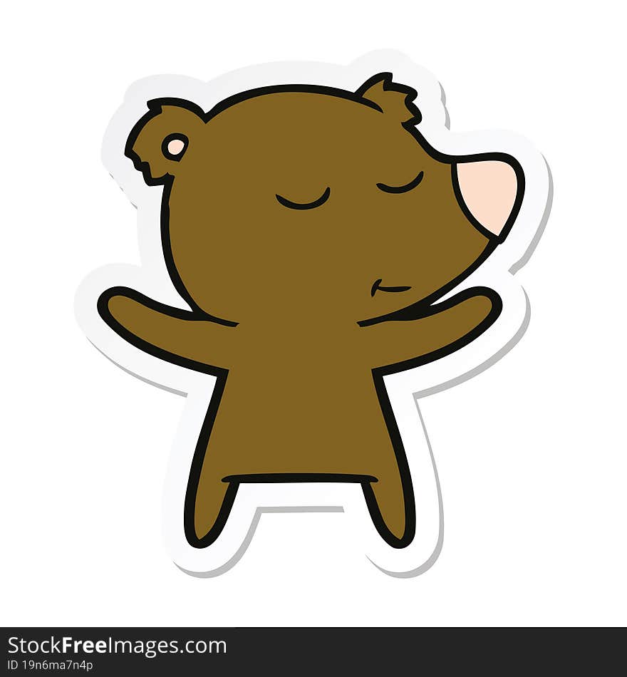 sticker of a happy cartoon bear