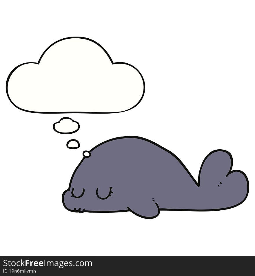 Cute Cartoon Seal And Thought Bubble