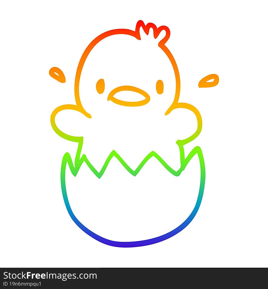 rainbow gradient line drawing cartoon baby duck