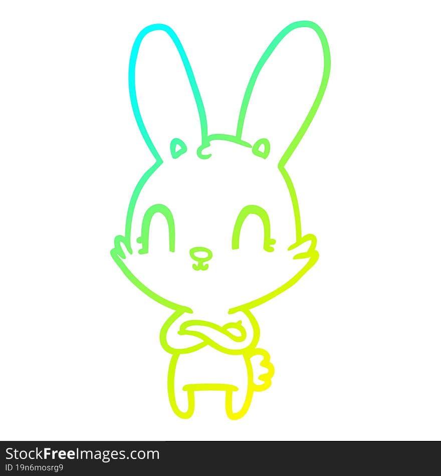 cold gradient line drawing of a cute cartoon rabbit