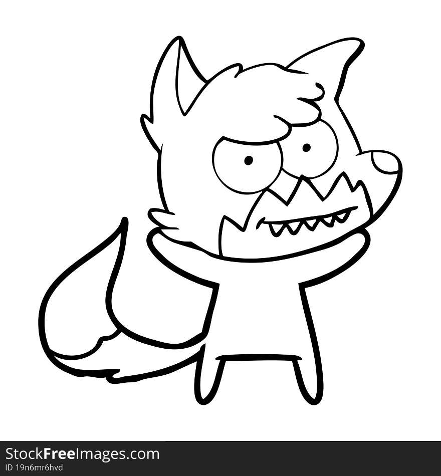 cartoon grinning fox. cartoon grinning fox