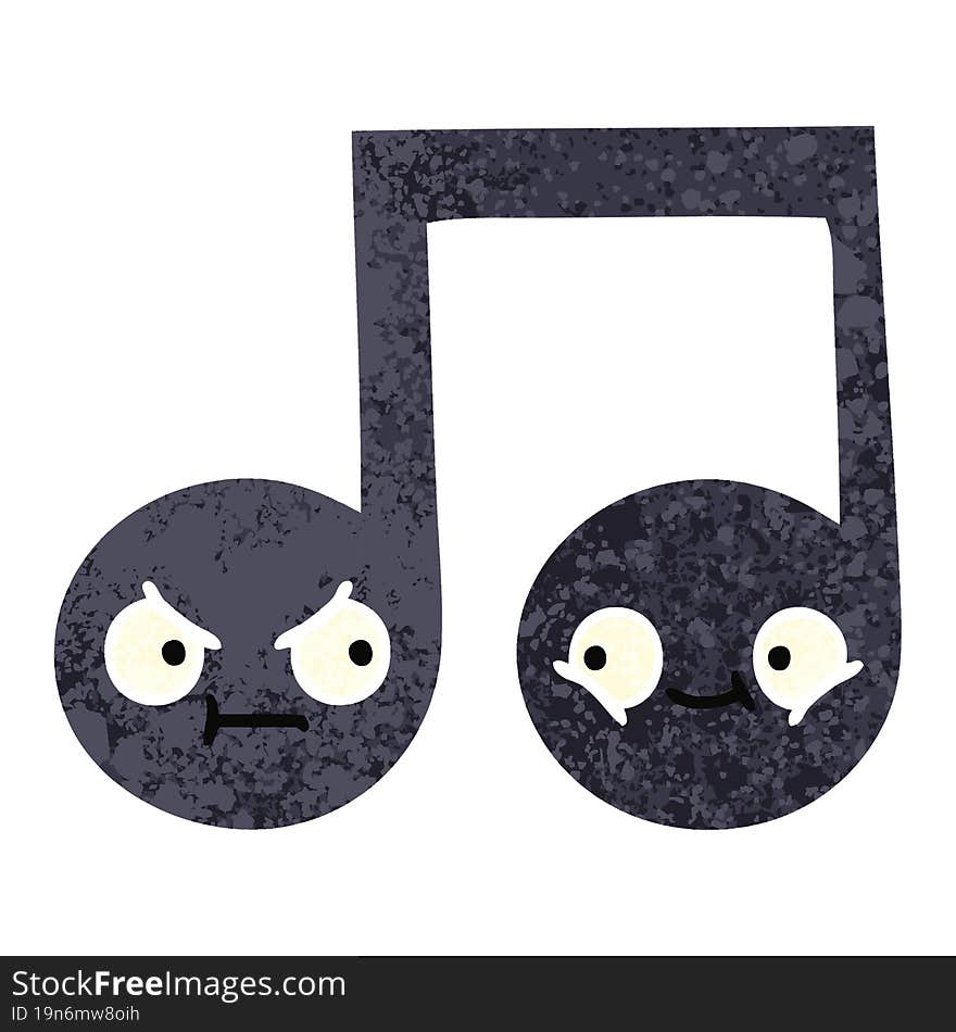 retro illustration style cartoon of a musical note