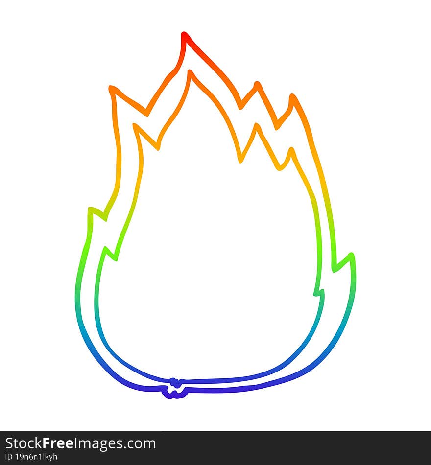 rainbow gradient line drawing cartoon fire