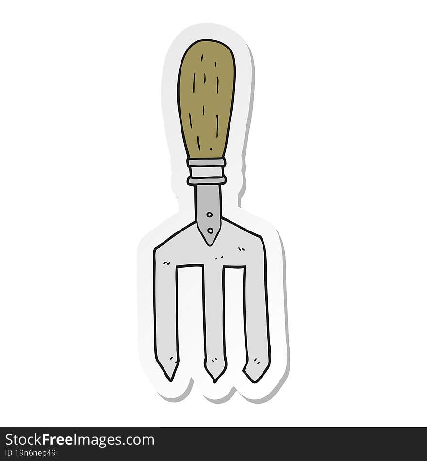 Sticker Of A Cartoon Garden Fork