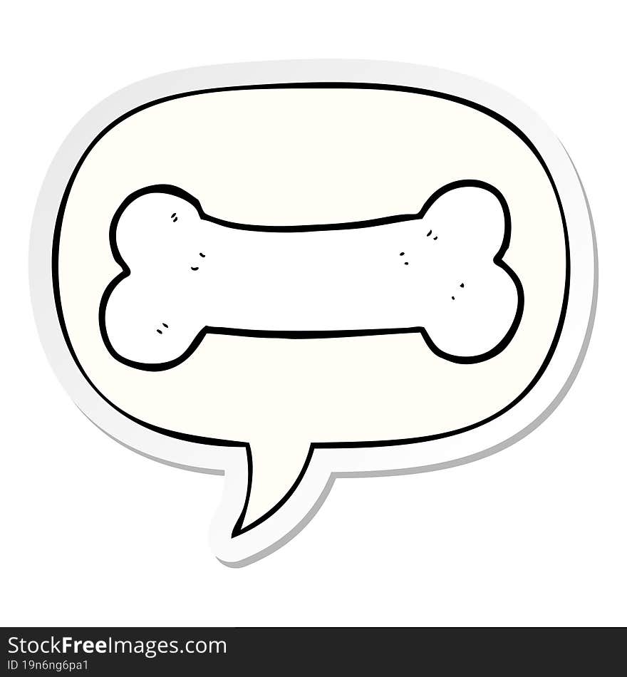 cartoon bone and speech bubble sticker