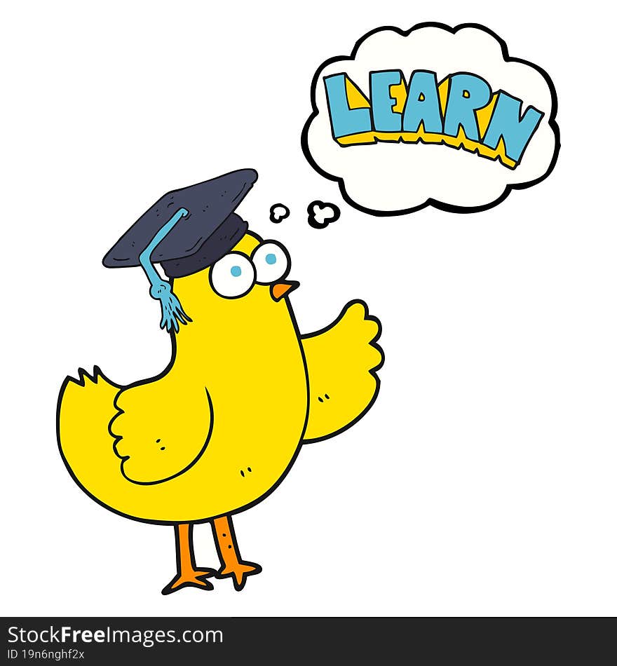 Thought Bubble Cartoon Bird With Learn Text