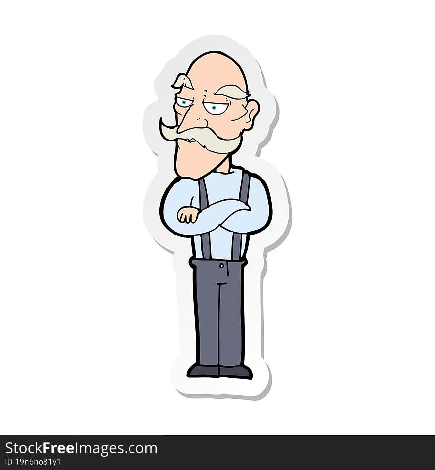 sticker of a cartoon bored old man