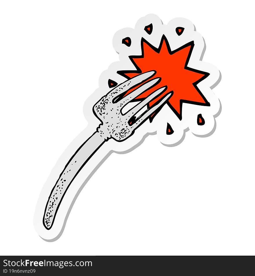 Sticker Of A Cartoon Fork