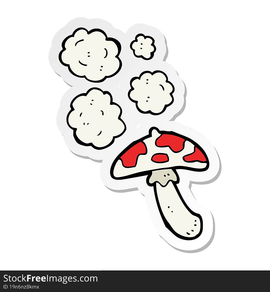 sticker of a cartoon toadstool