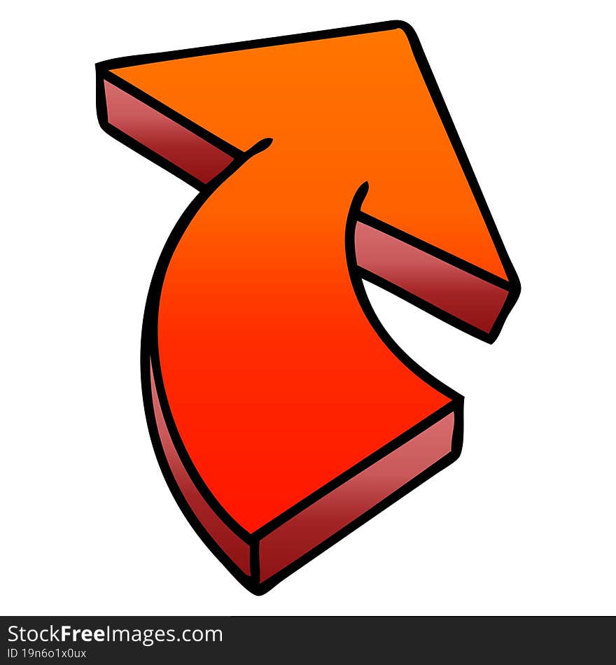 quirky gradient shaded cartoon arrow