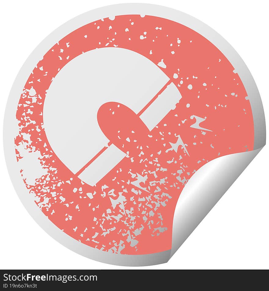 Distressed Circular Peeling Sticker Symbol Magnet