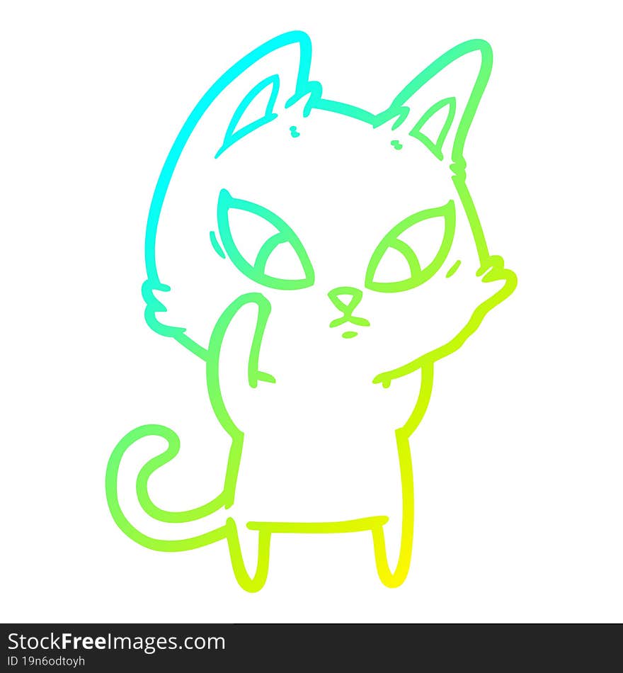 cold gradient line drawing confused cartoon cat