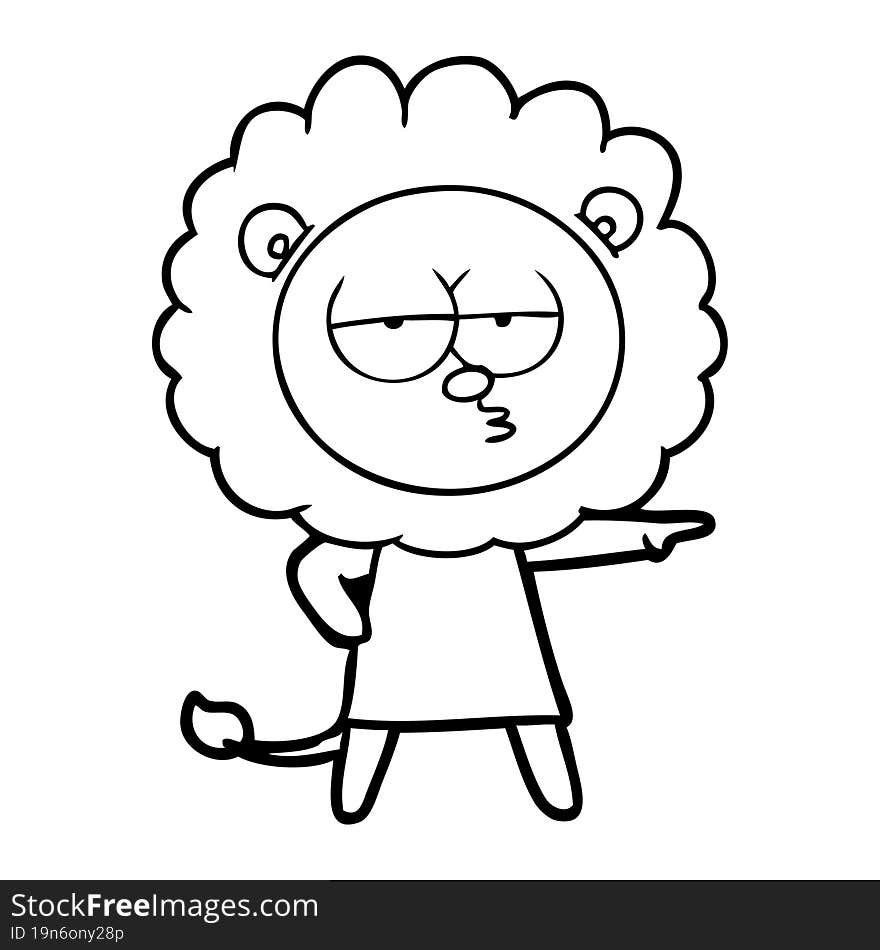 cartoon bored lion. cartoon bored lion