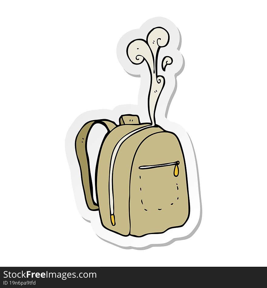 sticker of a cartoon rucksack