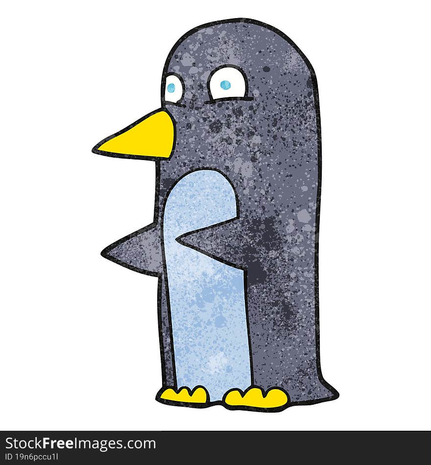 freehand textured cartoon penguin